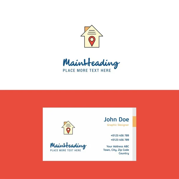 Flat House Location Logo Visiting Card Template Busienss Concept Logo — Stock Vector