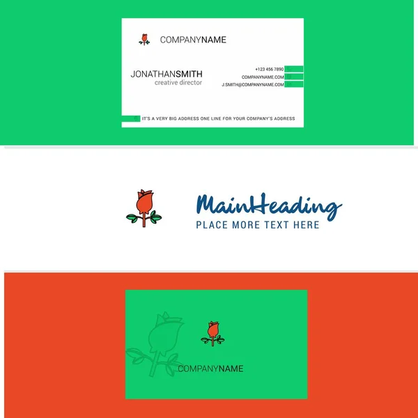 Beautiful Rose Logo Business Card Vertical Design Vector — Stock Vector