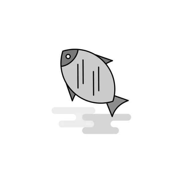 Fish Web Icon Flat Line Filled Gray Icon Vector — Stock Vector