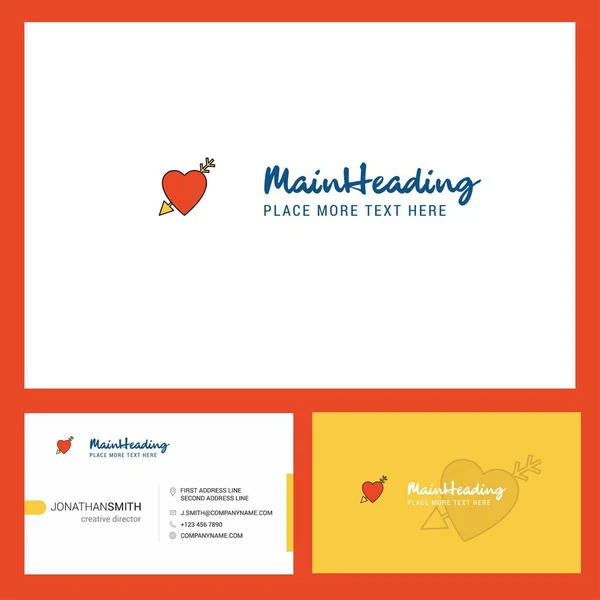 Herz Logo Design Mit Slogan Vorder Und Rückseite Busienss Card — Stockvektor