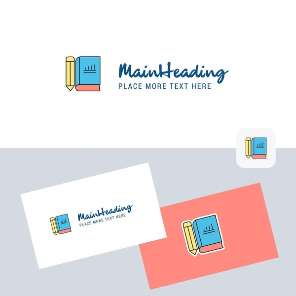 Livro Lápis Logotipo Vetor Com Modelo Cartão Visita Identidade Corporativa — Vetor de Stock