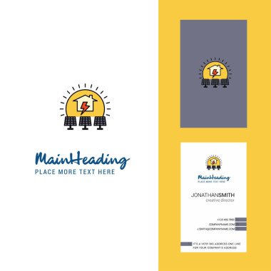 Güneş paneli yaratıcı Logo ve kartvizit. dikey tasarlamak vektör