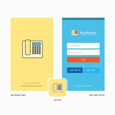 Şirket telefon ekranı ve oturum açma sayfası Tasarım Logo şablonu ile. Mobil Online iş şablonu