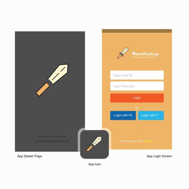 Şirket kılıç ekranı ve oturum açma sayfası Tasarım Logo şablonu ile. Mobil Online iş şablonu
