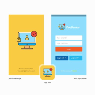 Avatar monitör ekranı ve oturum açma sayfası tasarımı Logo şablonu ile şirket. Mobil Online iş şablonu