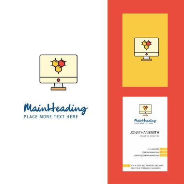 Bilgisayar ekranı yaratıcı Logo ve kartvizit. dikey tasarlamak vektör