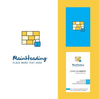 Güvenlik Duvarı korumalı yaratıcı Logo ve kartvizit. dikey tasarlamak vektör