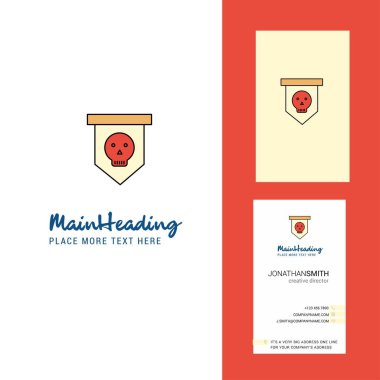 Kafatası bayrak yaratıcı Logo ve kartvizit. dikey tasarlamak vektör