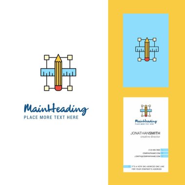 Kalem ölçek yaratıcı Logo ve kartvizit. dikey tasarlamak vektör