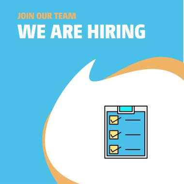 Bize katıl. Busienss şirket denetim listesi Poster belirtme çizgisi tasarım işe vardır. Vektör arka plan