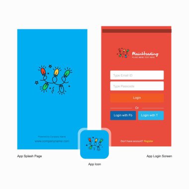 Dekorasyon ışıklar ekranı ve giriş sayfası tasarımı Logo şablonu ile şirket. Mobil Online iş şablonu