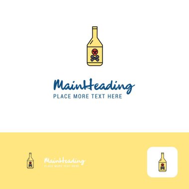 Yaratıcı içki şişesi Logo tasarımı. Slogan için düz renk Logo yer. Vektör çizim