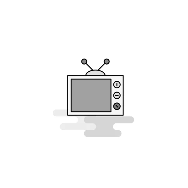 Television Web Icon Flat Line Filled Gray Icon Vector — Stock Vector