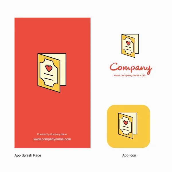 Valentine Day Card Company Logo App Icon Splash Page Design — Stock Vector
