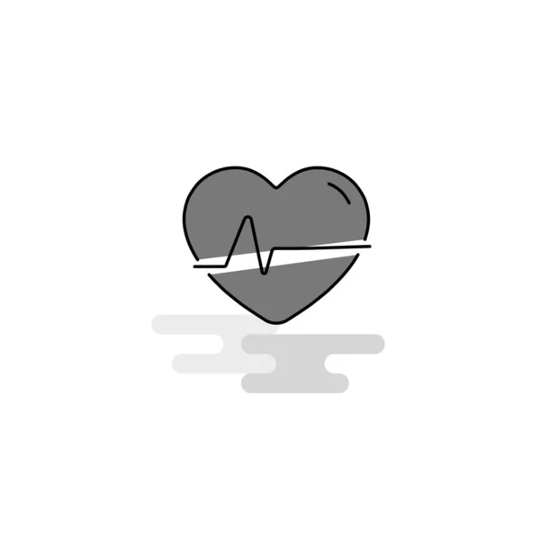 Icono Web Latido Del Corazón Línea Plana Llena Vectores Grises — Vector de stock