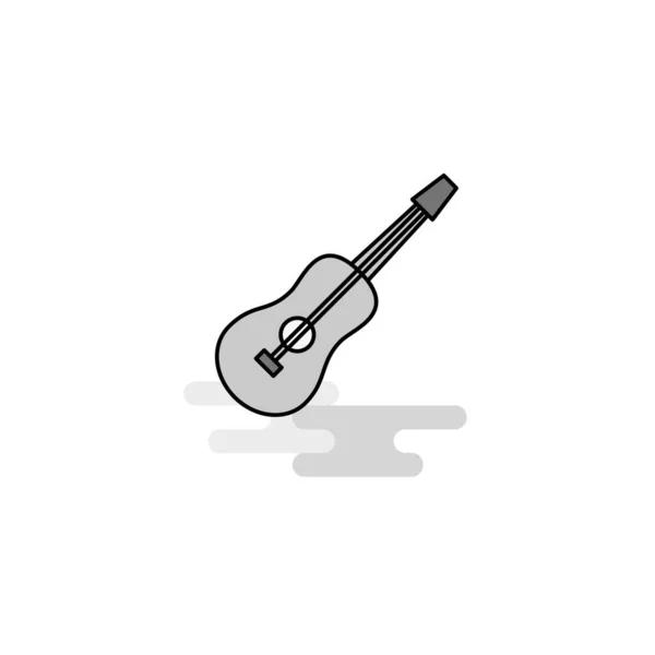 Guitar Web Icon Linha Plana Preenchida Cinza Ícone Vetor — Vetor de Stock