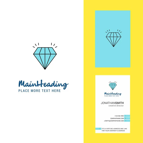 Diamond Creative Logo Business Card Vertical Design Vector — Stock Vector