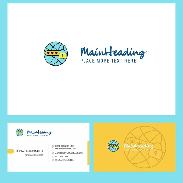 Protected internet Logo design with Tagline & Front and Back Busienss Card Template. Vector Creative Design