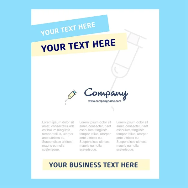 Syringe Title Page Design Company Profile Annual Report Presentations Leaflet — Stock Vector