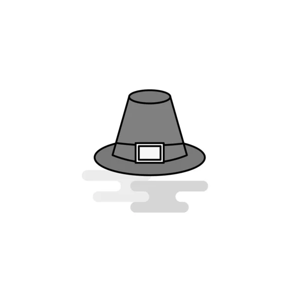 Εικονίδιο Web Καπέλο Επίπεδη Γραμμή Γεμάτη Γκρι Εικονίδιο Διάνυσμα — Διανυσματικό Αρχείο