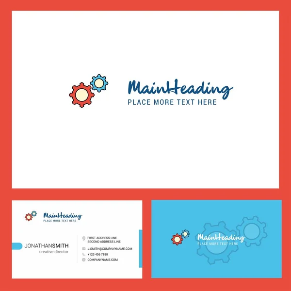 Versnelling Logo Ontwerp Met Slogan Front Terug Contactpersoonbeheer Kaartsjabloon Instellen — Stockvector