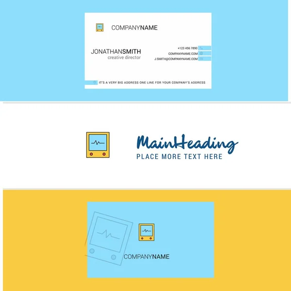 Beautiful Ecg Logo Business Card Vertical Design Vector — Stock Vector