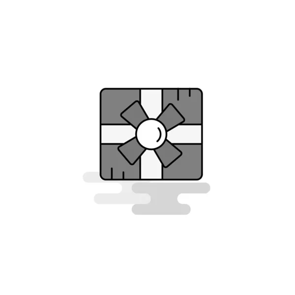 Geschenkdoos Web Icon Platte Lijn Gevulde Grijs Pictogram Vector — Stockvector