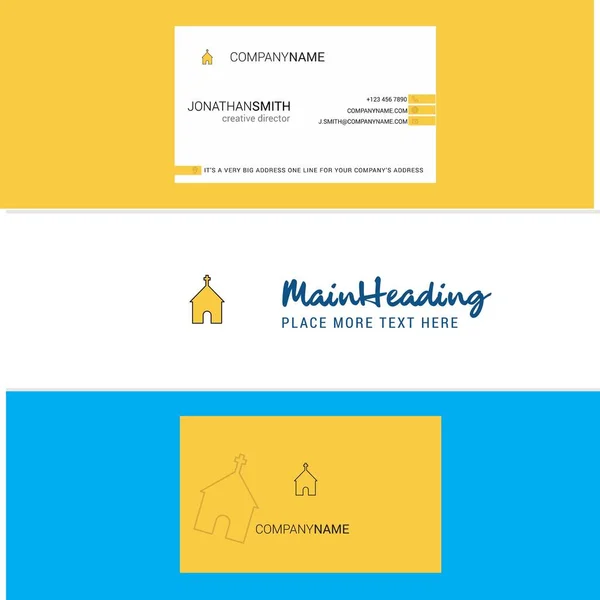 Beautiful Church Logo Business Card Vertical Design Vector — Stock Vector