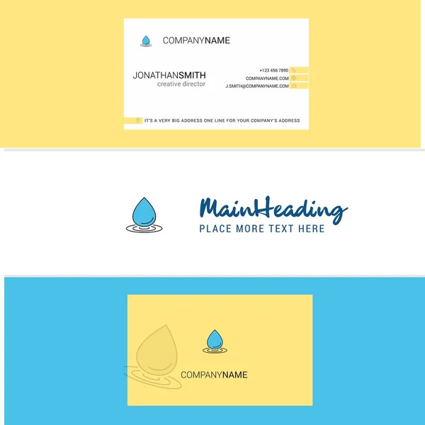 Όμορφη Νερό Πτώση Λογότυπου Και Επαγγελματική Κάρτα Κατακόρυφη Σχεδίαση Διανυσματικών — Διανυσματικό Αρχείο
