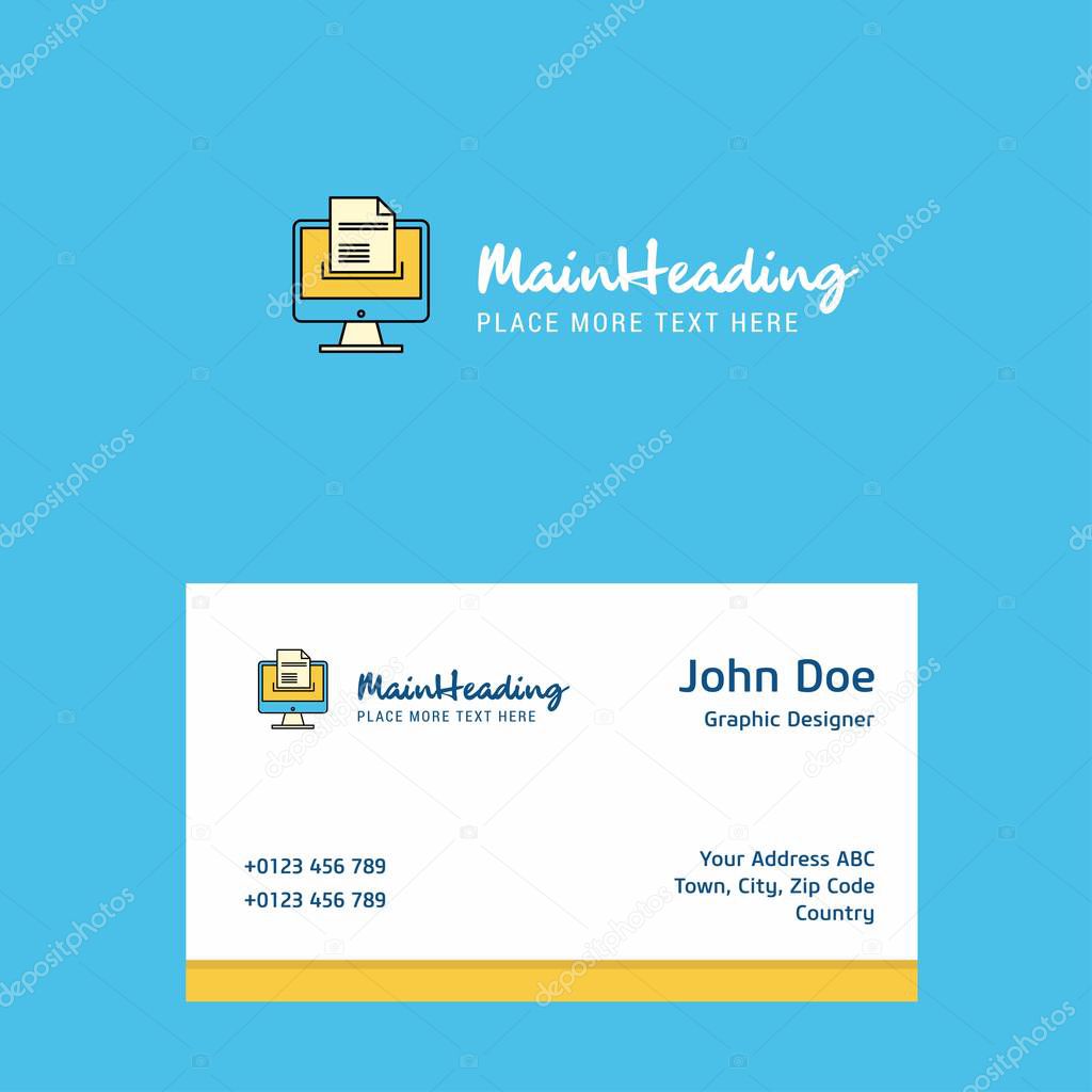 Document downloading  logo Design with business card template. Elegant corporate identity. - Vector