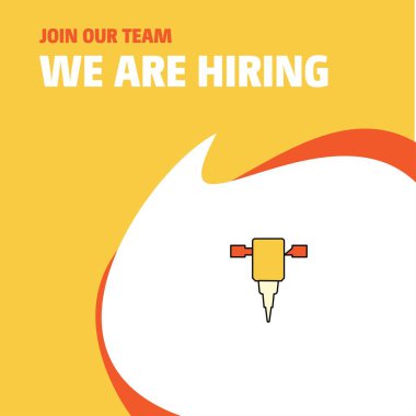 Ekibimize katılın. Busienss Şirket Jack çekiç Biz Poster Callout Tasarım Kiralama vardır. Vektör arka planı