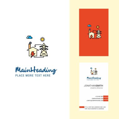 Elektrik enerjisi yaratıcı Logo ve kartvizit. dikey tasarlamak vektör