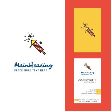 Roket yaratıcı Logo ve kartvizit. dikey tasarlamak vektör