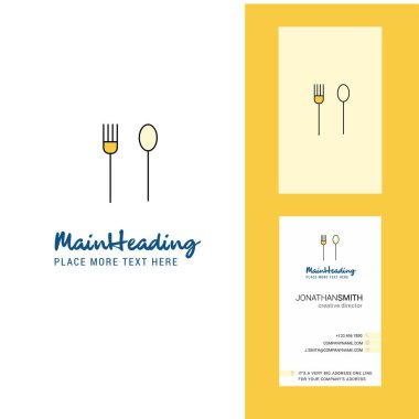Çatal ve kaşık yaratıcı Logo ve kartvizit. dikey tasarlamak vektör