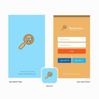 Ara ürünler online karşılama ekranı ve oturum açma sayfası Tasarım Logo şablonu ile şirket. Mobil Online iş şablonu