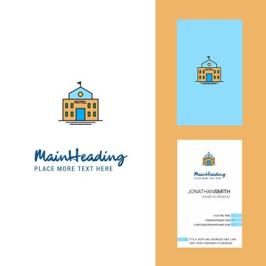 Hotel yaratıcı Logo ve kartvizit. dikey tasarlamak vektör