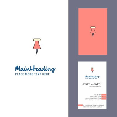 Kağıt PIN'i yaratıcı Logo ve kartvizit. dikey tasarlamak vektör