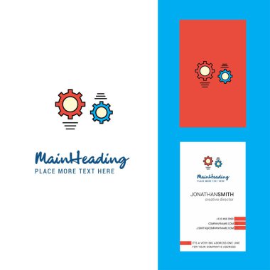 Dişli yaratıcı Logo ve kartvizit. dikey tasarlamak vektör