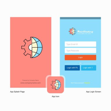 Internet ayarı ekranı ve giriş sayfası tasarımı Logo şablonu ile şirket. Mobil Online iş şablonu