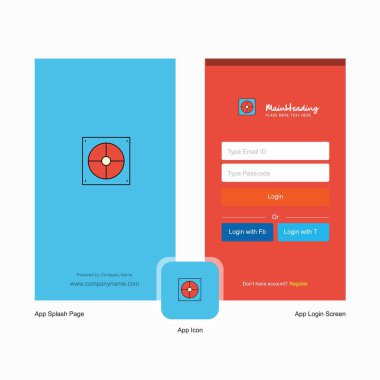 Şirket hedef ekranı ve oturum açma sayfası Tasarım Logo şablonu ile. Mobil Online iş şablonu
