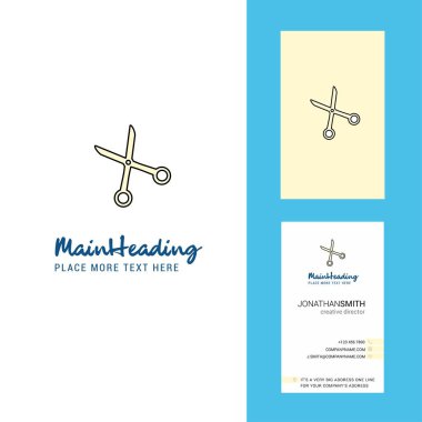 Makas yaratıcı Logo ve kartvizit. dikey tasarlamak vektör