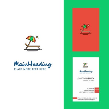 Beach yaratıcı Logo ve kartvizit. dikey tasarlamak vektör