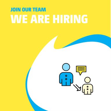 Bize katıl. Busienss şirket iletişim Poster belirtme çizgisi tasarım işe vardır. Vektör arka plan