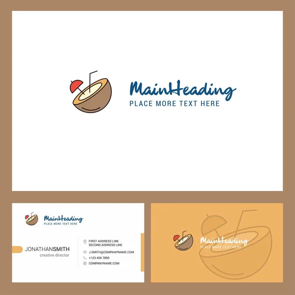 Diseño Logotipo Coco Con Plantilla Tarjeta Tagline Front Back Busienss — Vector de stock