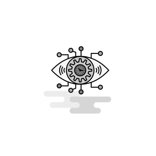 Gear Eye Web Icon Flat Line Filled Gray Icon Vector — Stock Vector