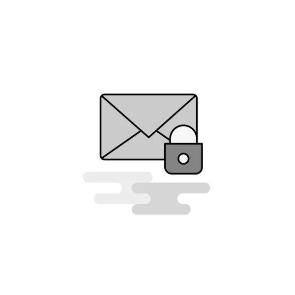 Icono Web Correo Seguro Línea Plana Llena Vectores Grises Icono — Vector de stock