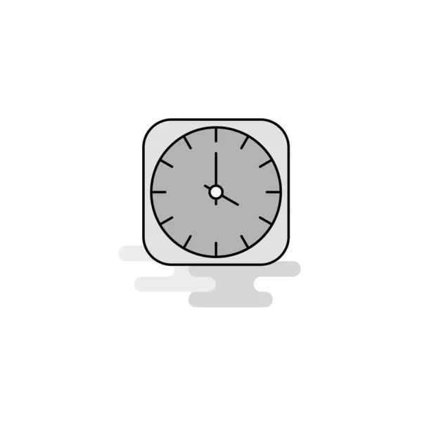 Clock Web Icon Flat Line Filled Gray Icon Vector — Stock Vector