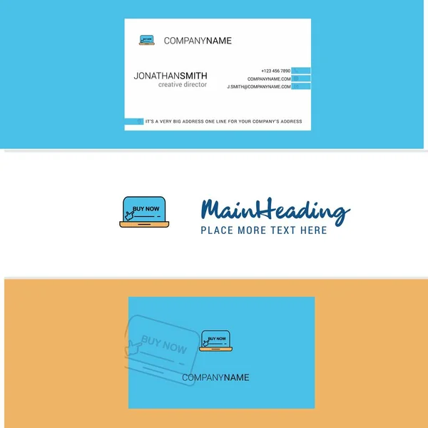 Beautiful Online Shopping Logo Business Card Vertical Design Vector — Stock Vector