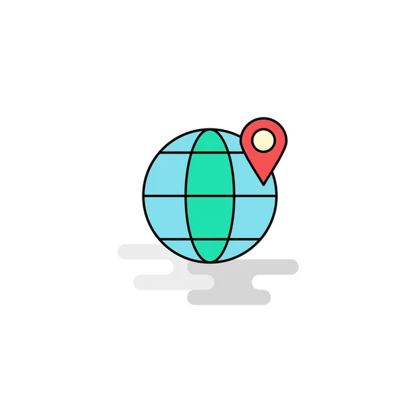 Flat Location Globe Icon Vector — Stock Vector