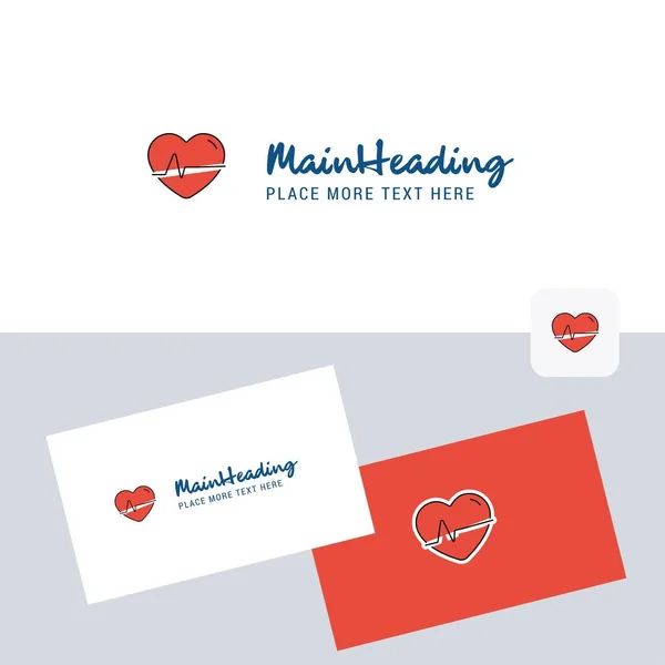 Logotype Vectoriel Battement Coeur Avec Modèle Carte Visite Élégante Identité — Image vectorielle